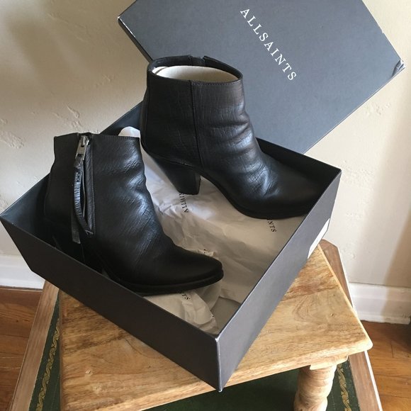 AllSaints Black Leather Ankle Boot - sz 37 - Picture 7 of 7
